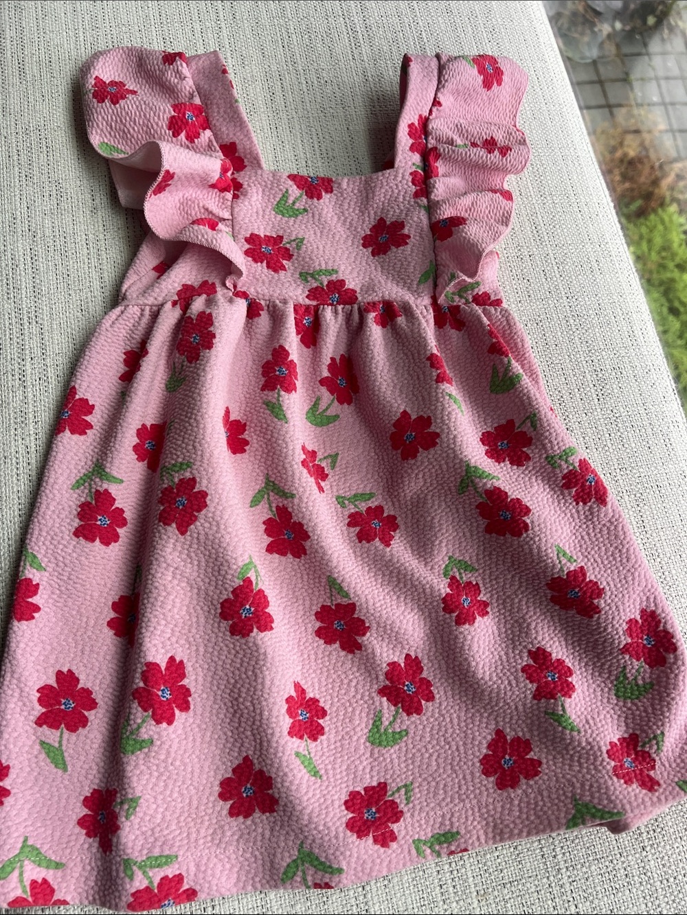Pink Floral Ruffle Strap Kids Dress
